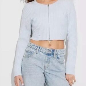 Wild Fable Light Blue Ribbed Cropped Sweater